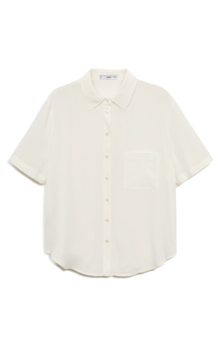 MANGO Woven Short Sleeve Button-Up Shirt, Alternate, color, Off White