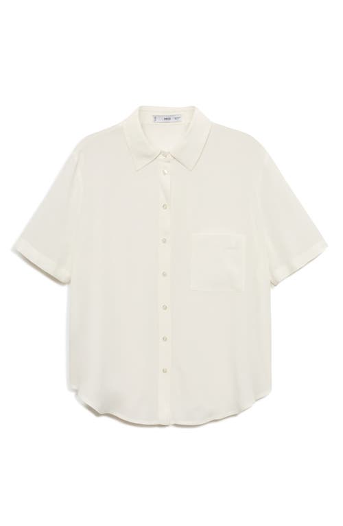 Mango Woven Short Sleeve Button-up Shirt In White