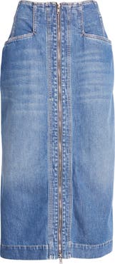 Closed Exposed Zip Nonstretch Denim Pencil Skirt