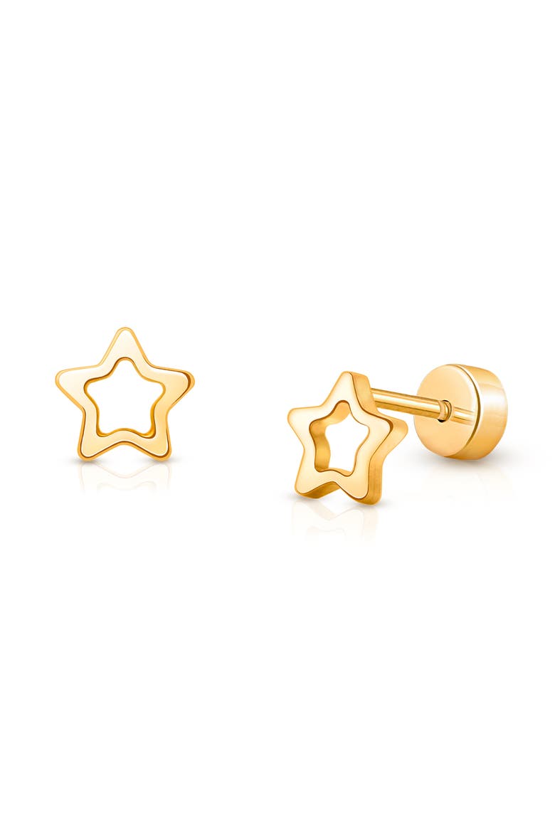 14K on Titanium Dreaming Stars Stud Screw Back Earrings, Main, color, 14K Yellow Gold