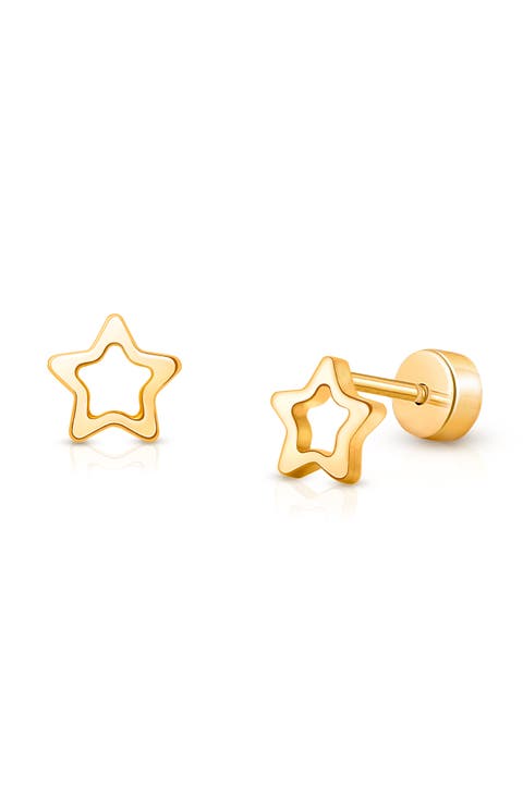 14K on Titanium Dreaming Stars Stud Screw Back Earrings