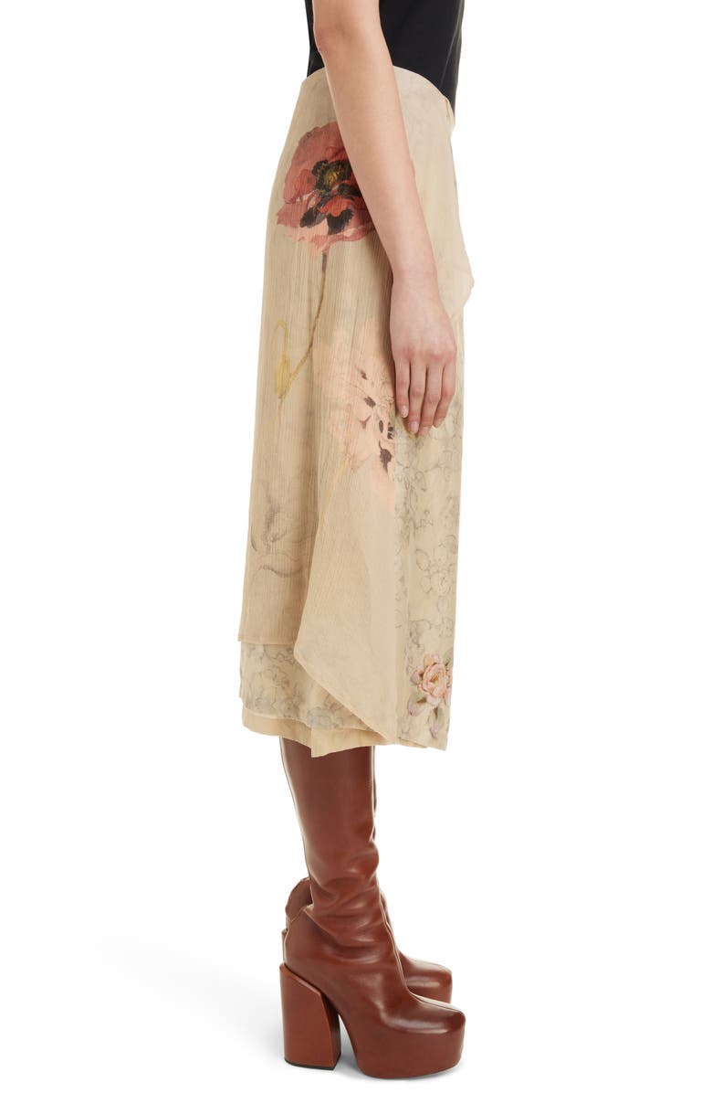 Dries Van Noten Sosta Floral Layered Mixed Media Silk Blend Skirt, Alternate, color,