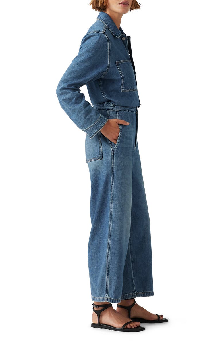 Levi's Iconic Long Sleeve Wide Leg Denim Jumpsuit, Alternate, color,