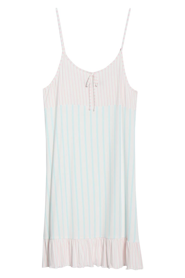 Bow Detail Stripe Chemise, Alternate, color, BLUE/ PINK STRIPE