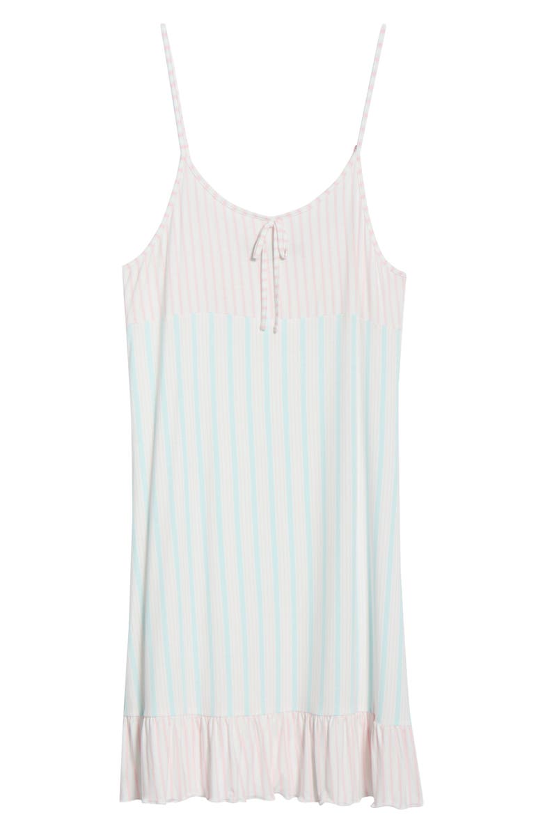 French Connection Bow Detail Stripe Chemise, Alternate, color, Blue/ Pink Stripe