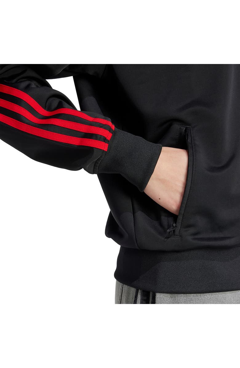 adidas Firebird Recycled Polyester Track Jacket, Alternate, color, Black/ Better Scarlet