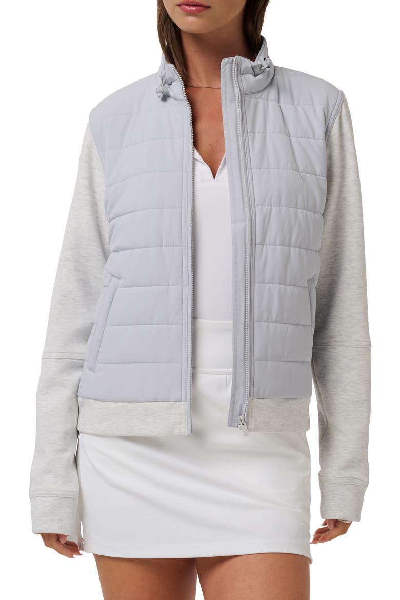 Skyloft Soft Espresso Martini Full Zip Quilted Jacket, Main, color, HEATHER LIGHT GREY