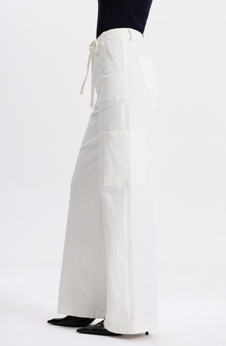 Bayeas Drawstring High Waist Wide Leg Cargo Jeans, Alternate, color, White