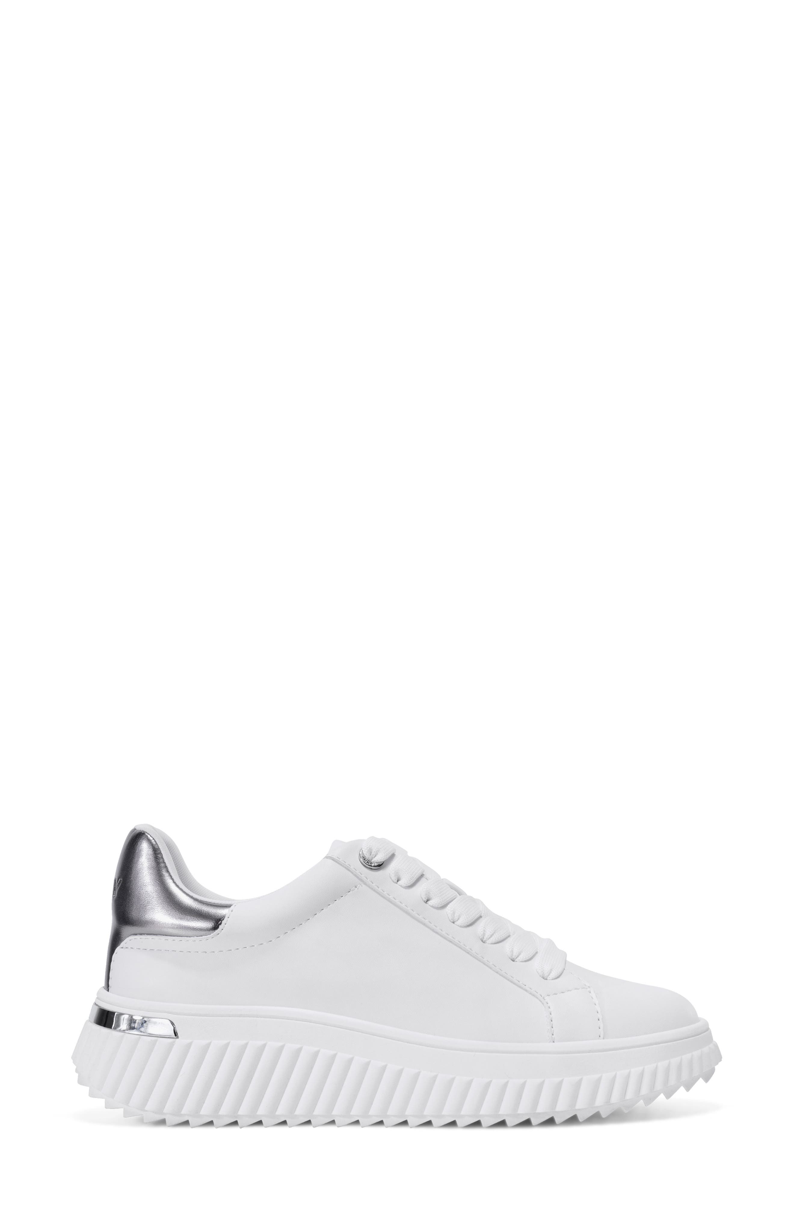 DKNY Lobeco Platform Sneaker, Alternate, color, White/ Nickel