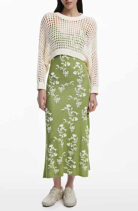 Floral Knit Maxi Dress & Open Stitch Long Sleeve Sweater Set