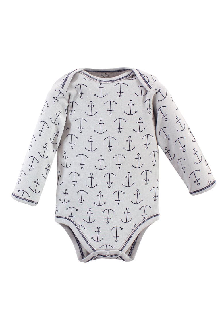 Organic Cotton Long-Sleeve Bodysuits, Alternate, color, Blue Whale