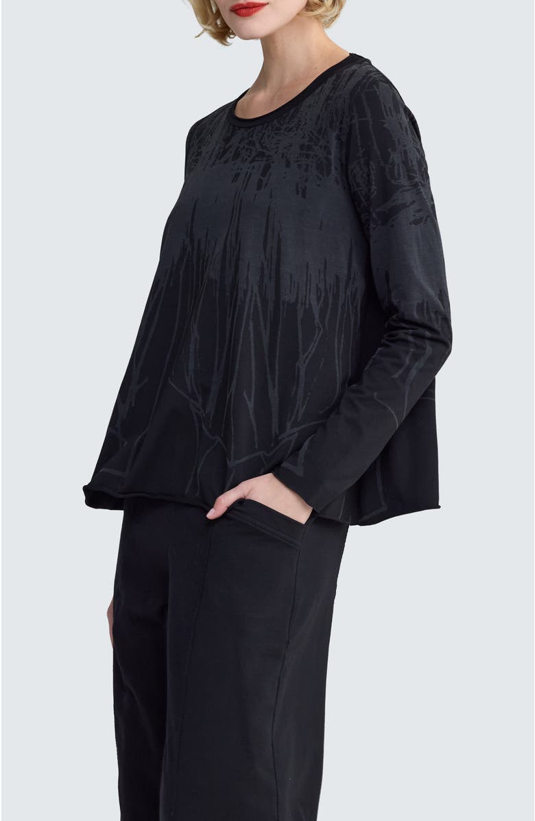 LUUKAA Selene Laser-Burn Jersey Blouse, Alternate, color, Ink Black