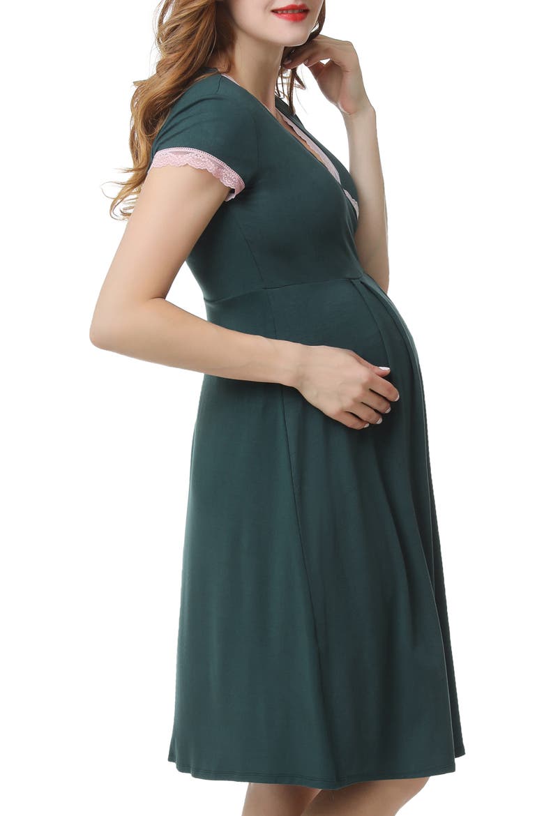 Jenny Maternity/Nursing Nightgown, Alternate, color, FOREST GREEN