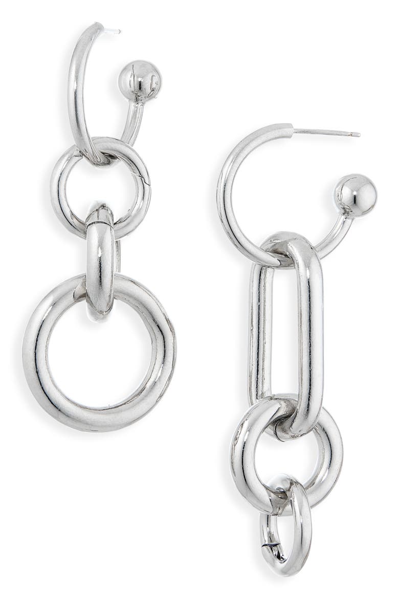Troy Mismatched Drop Earrings, Main, color, PALLADIUM