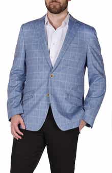 SAVILE ROW CO Blue Windowpane Knit Sport Coat