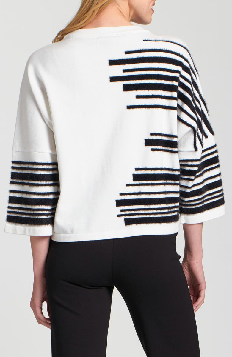 APNY Fuzzy Stripe Relaxed Fit Sweater, Alternate, color, Off White/ Black