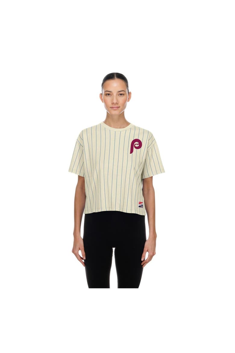 Women's New Era  Cream Philadelphia Phillies Throwback Boxy T-Shirt, Main, color, Cream
