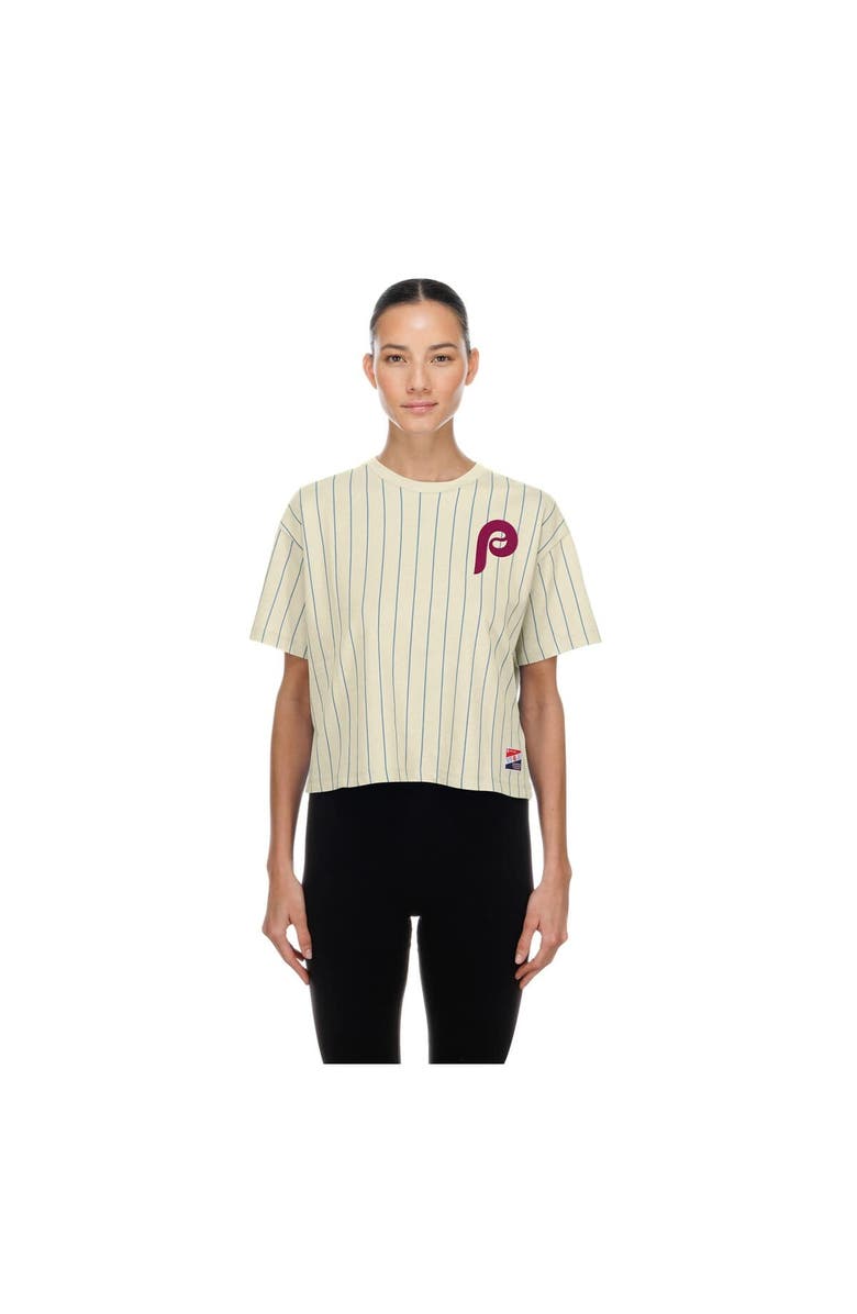 New Era Women's New Era Cream Philadelphia Phillies Throwback Boxy T-Shirt, Main, color, Cream