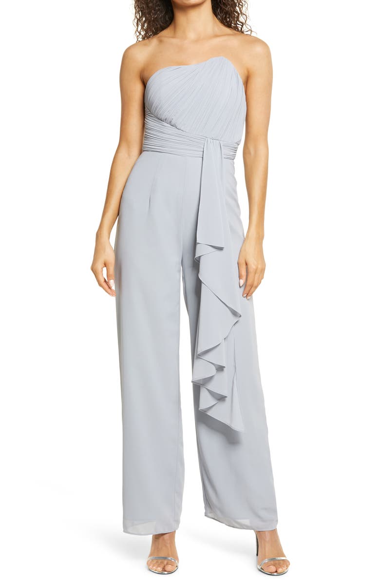 Lavish Alice Strapless Ruffle Jumpsuit, Main, color, 