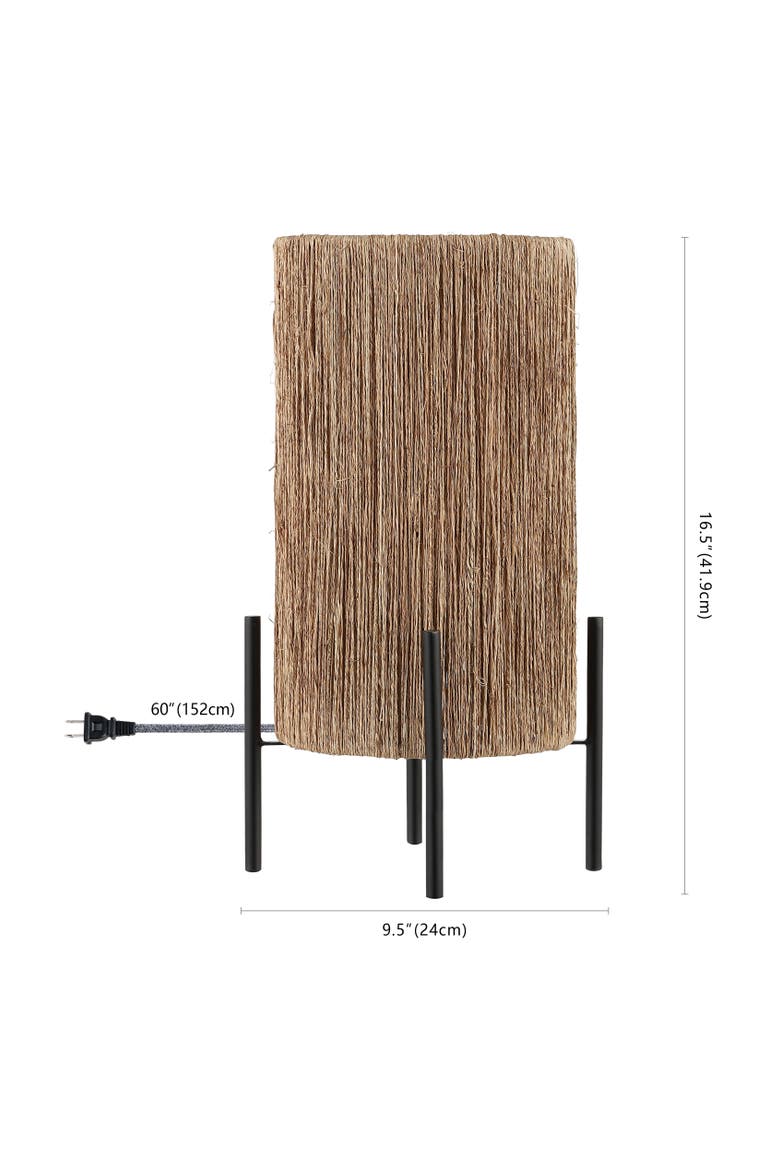 Kai 16.5" Coastal Minimalist Rattan LED Table Lamp, Brown, Alternate, color, Light Brown