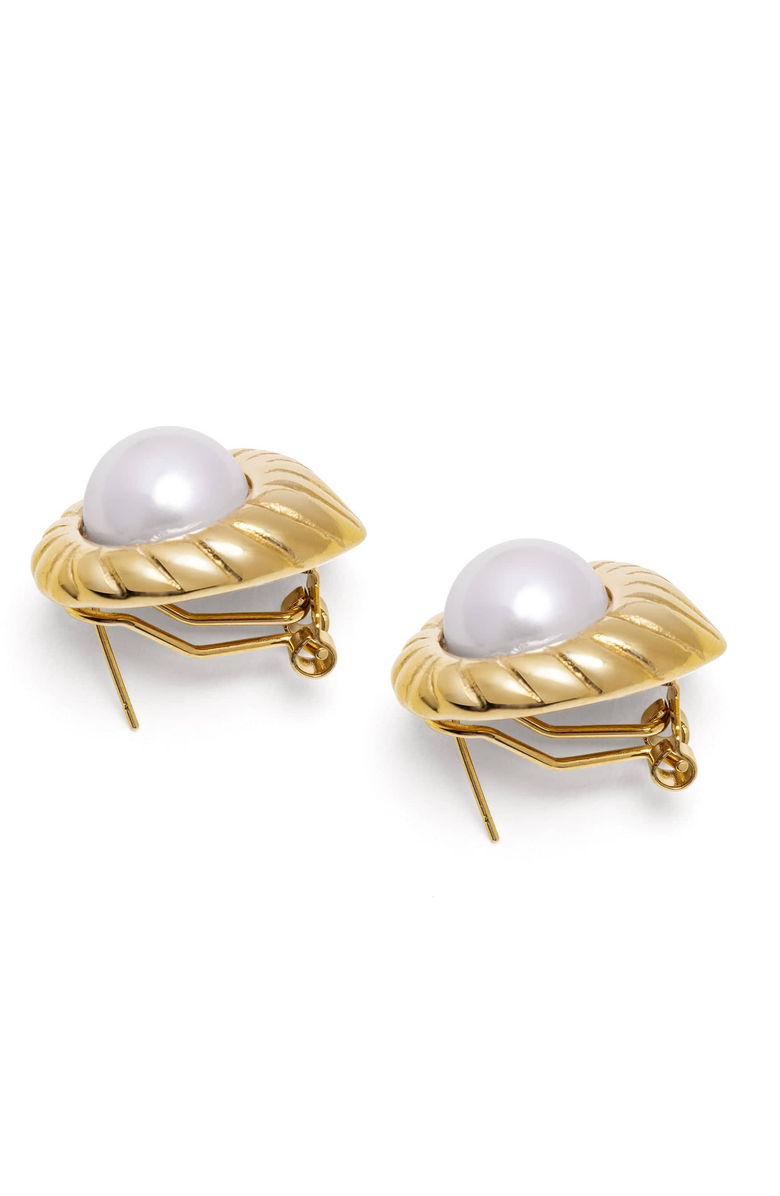Nialaya Vintage Pearl Earrings, Alternate, color, Gold / Pearl