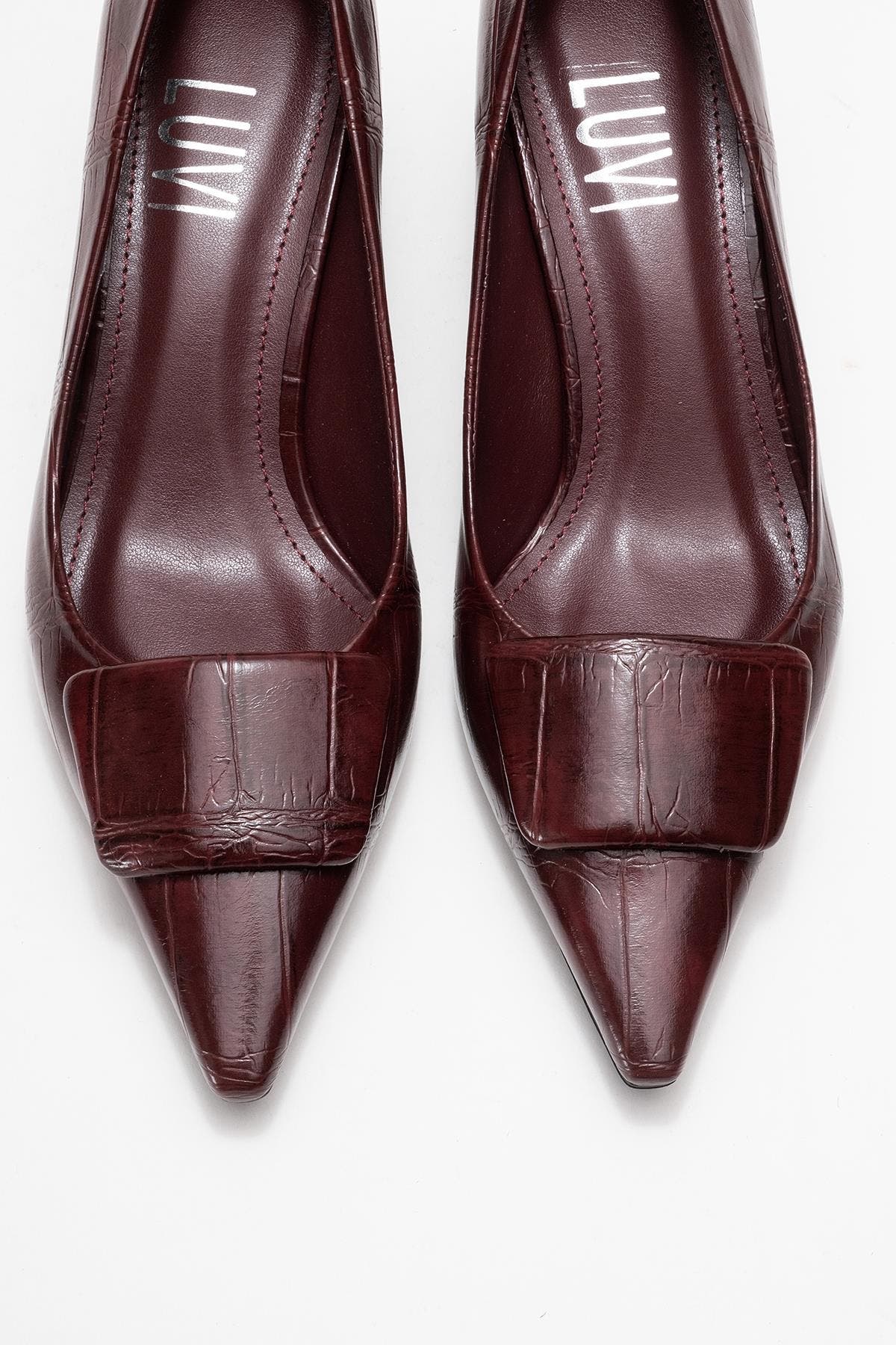Marcia Buckle Pointed Toe Pump, Alternate, color, Burgundy Printed