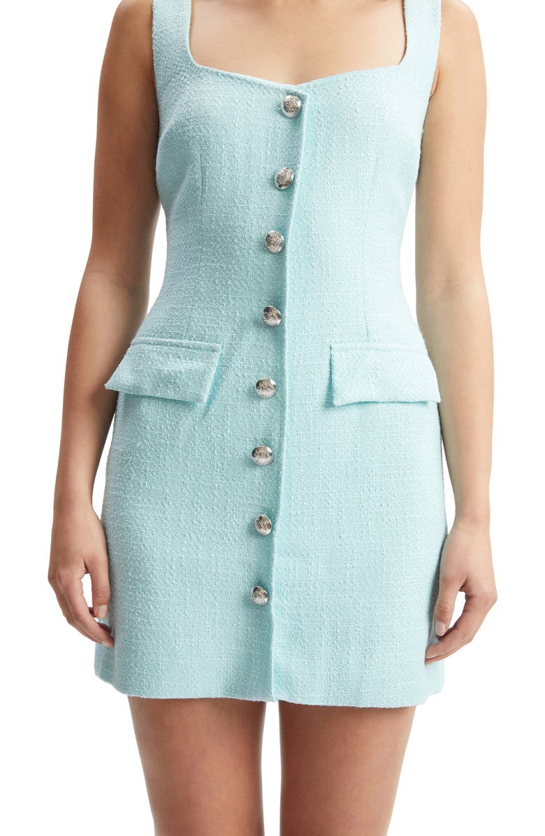 Bardot Emilie Bouclé Minidress, Alternate, color, Aqua