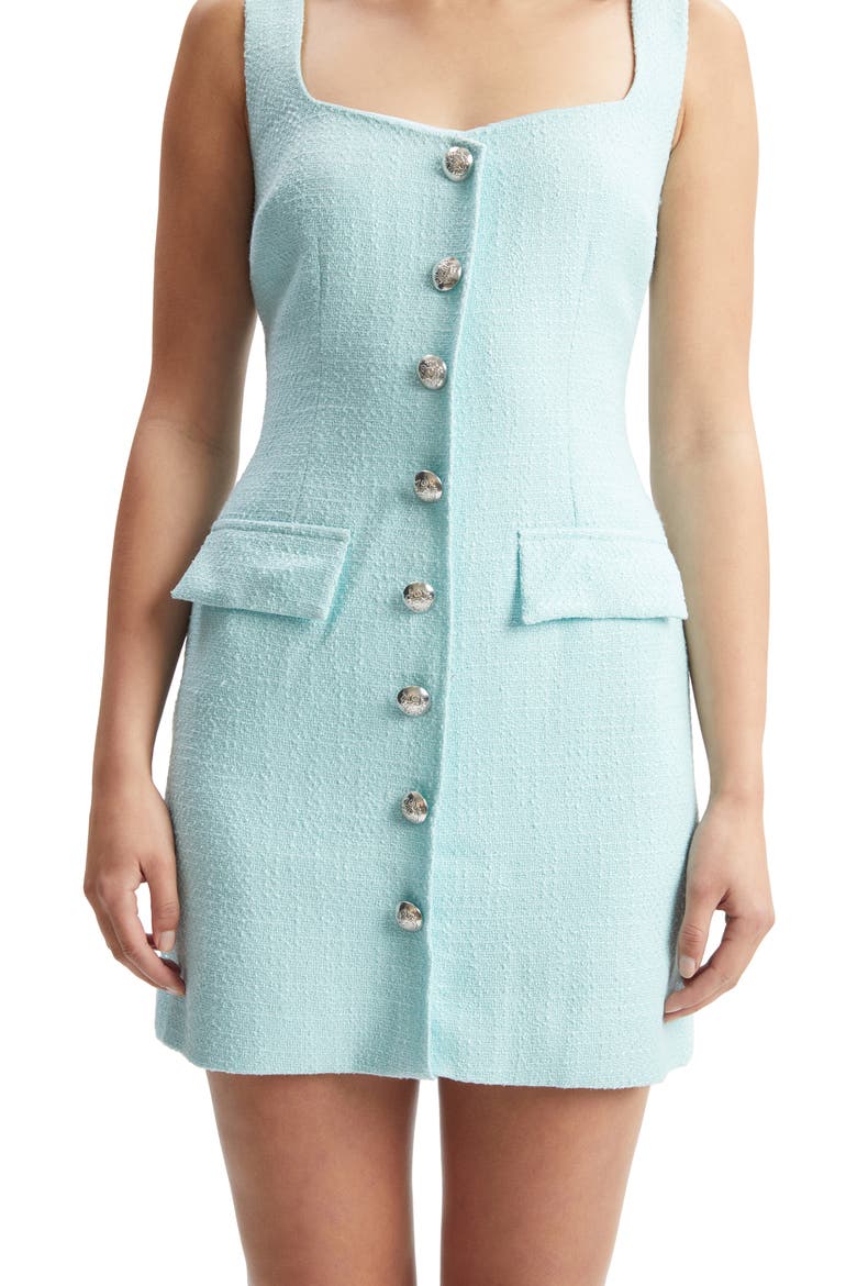 aqua boucle mini dress Emilie Boucle Mini Dress