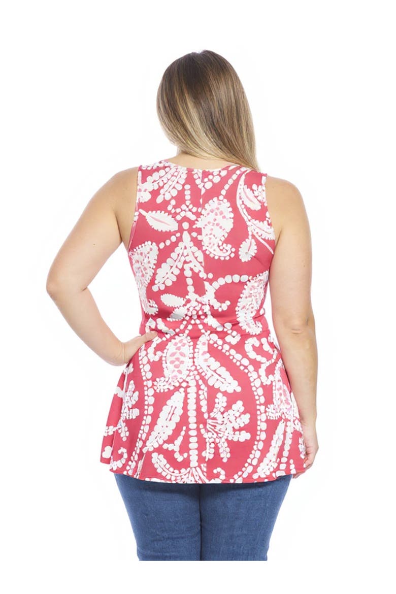 Plus Size Paisley Scoop Neck Tunic Tank Top, Alternate, color, Red Multi