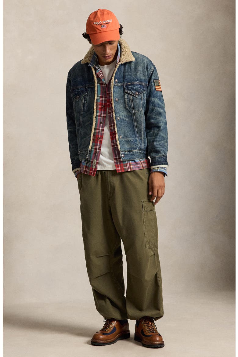 Rigid Fleece Lined Denim Trucker Jacket, Alternate, color, BLUE