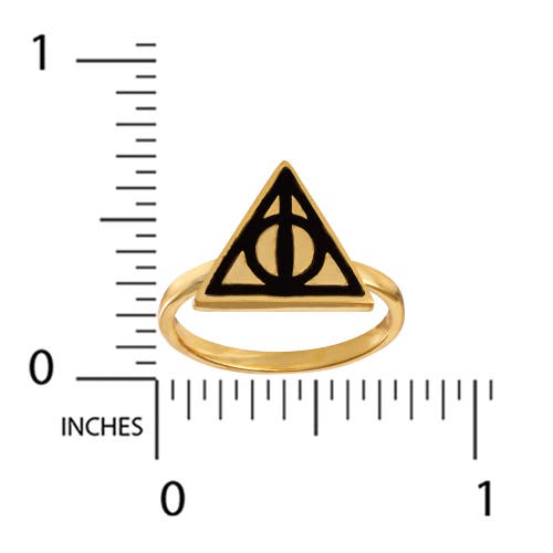 Harry Potter Deathly Hallows Ring, 18kt Yellow Flash Plated In Gold
