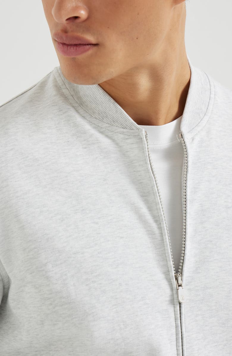 Brunello Cucinelli Sweatshirt with zipper, Alternate, color, Pearl Grey