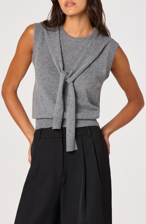Scarf Tie Sleeveless Sweater