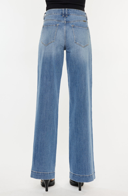 Official Kancan Usa Bertha High Rise Trouser Wide Leg Jeans In Medium Wash