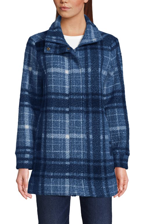 Lands' End Boucle Fleece Coat In Blue