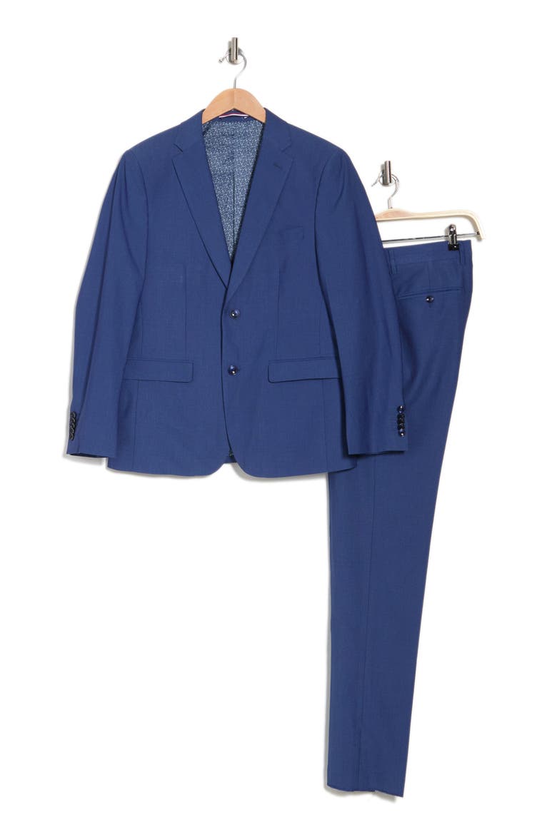 Solid Two Button Notch Lapel Slim Fit Suit, Alternate, color, NAVY