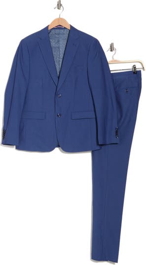 Solid Two Button Notch Lapel Slim Fit Suit