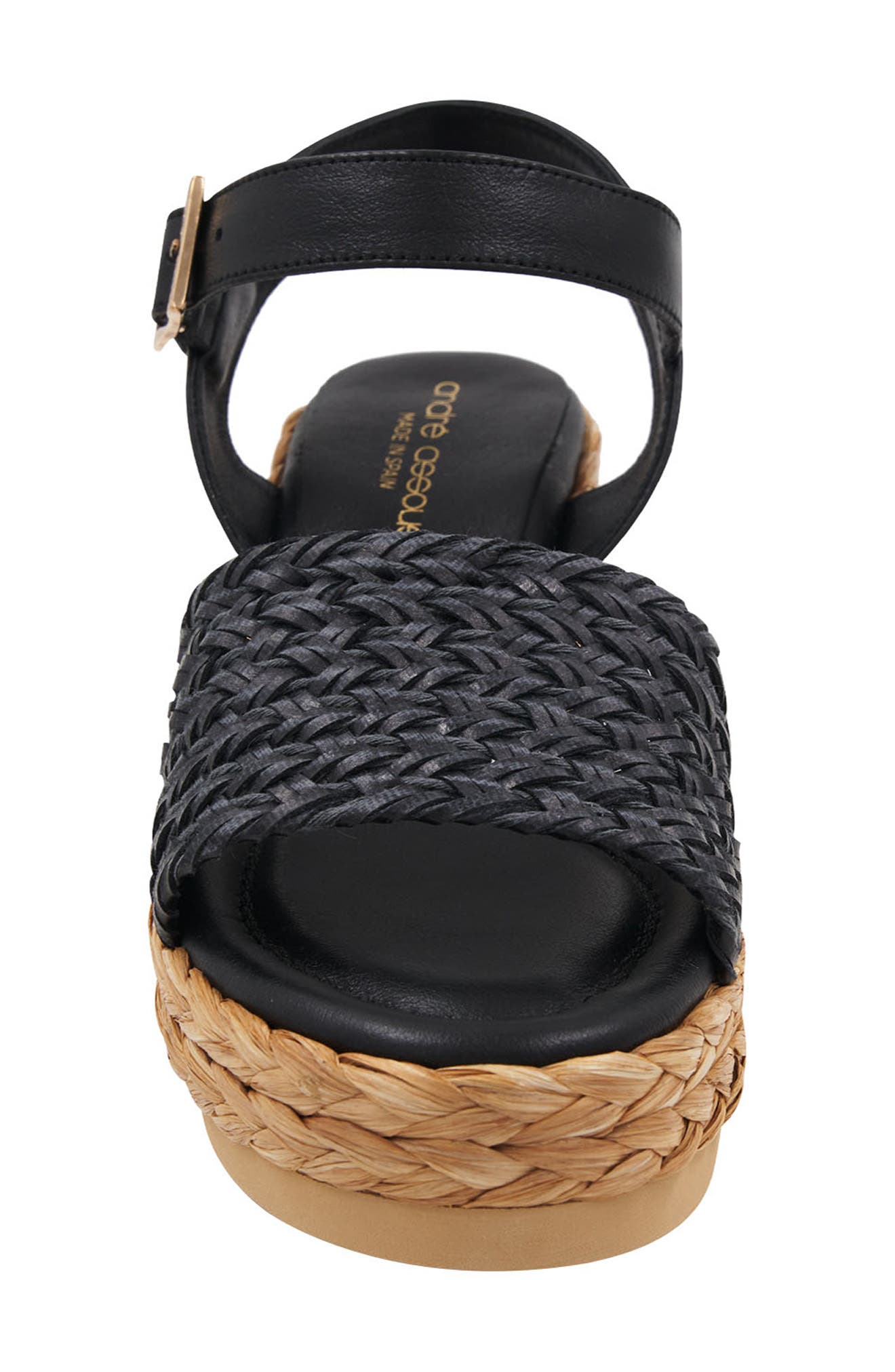 André Assous Carissa Ankle Strap Espadrille Platform Wedge Sandal, Alternate, color, Black