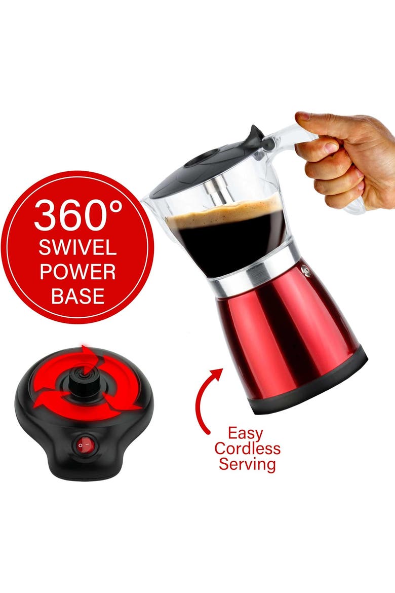 Electric Moka Pot Espresso Machine, Alternate, color, Red