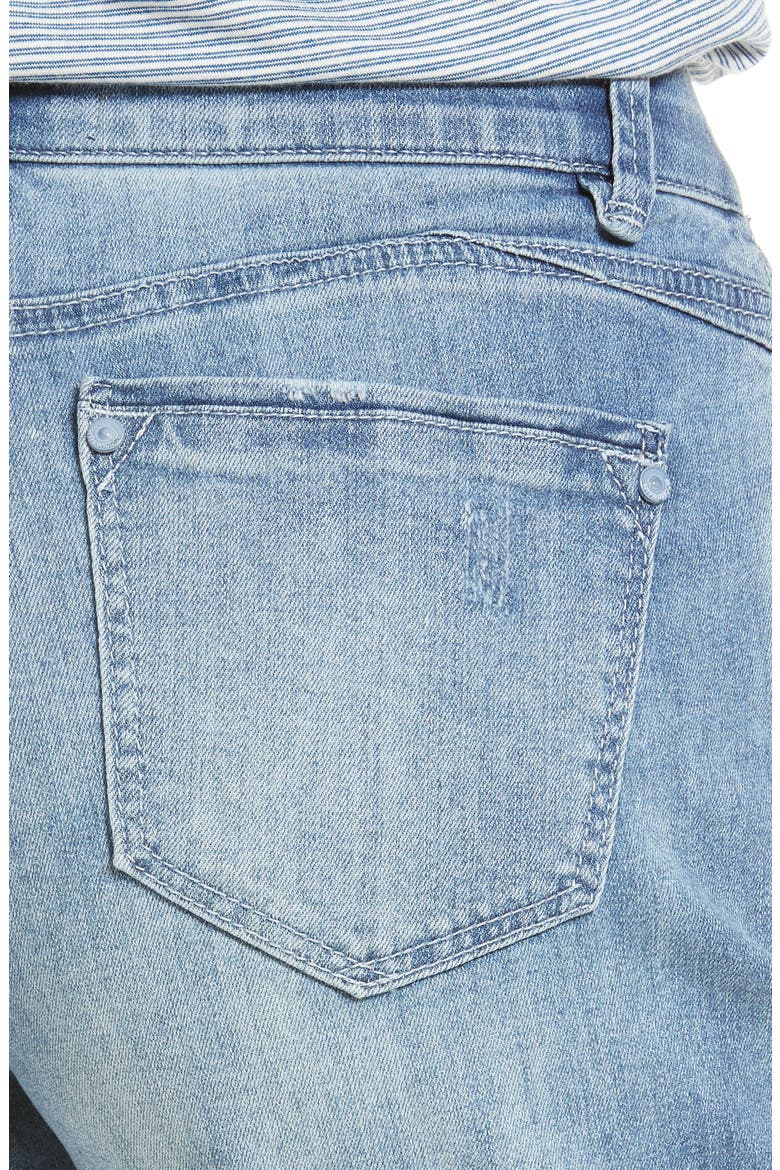 'Ab'Solution Roll Cuff Denim Shorts (Nordstrom Exclusive), Alternate, color, Bl-BLUE
