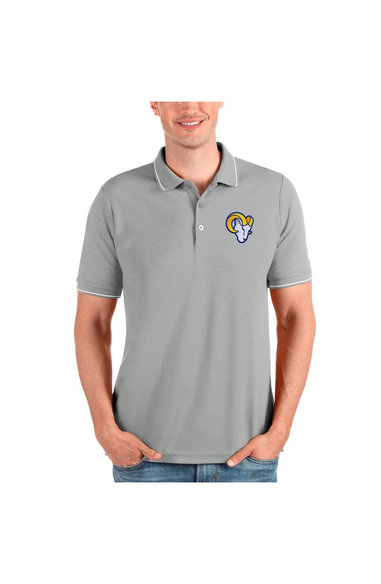 ANTIGUA Men's Antigua Heathered Gray Los Angeles Rams Affluent Polo, Main, color,
