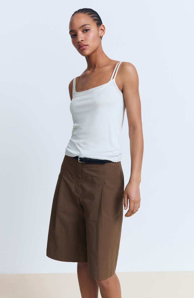 MANGO Cotton Bermuda Shorts, Alternate, color, Brown