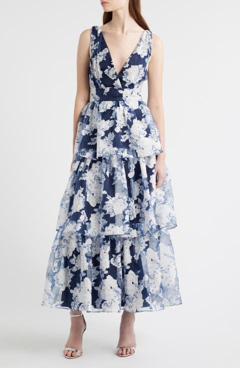 Vallia Floral Tiered Gown