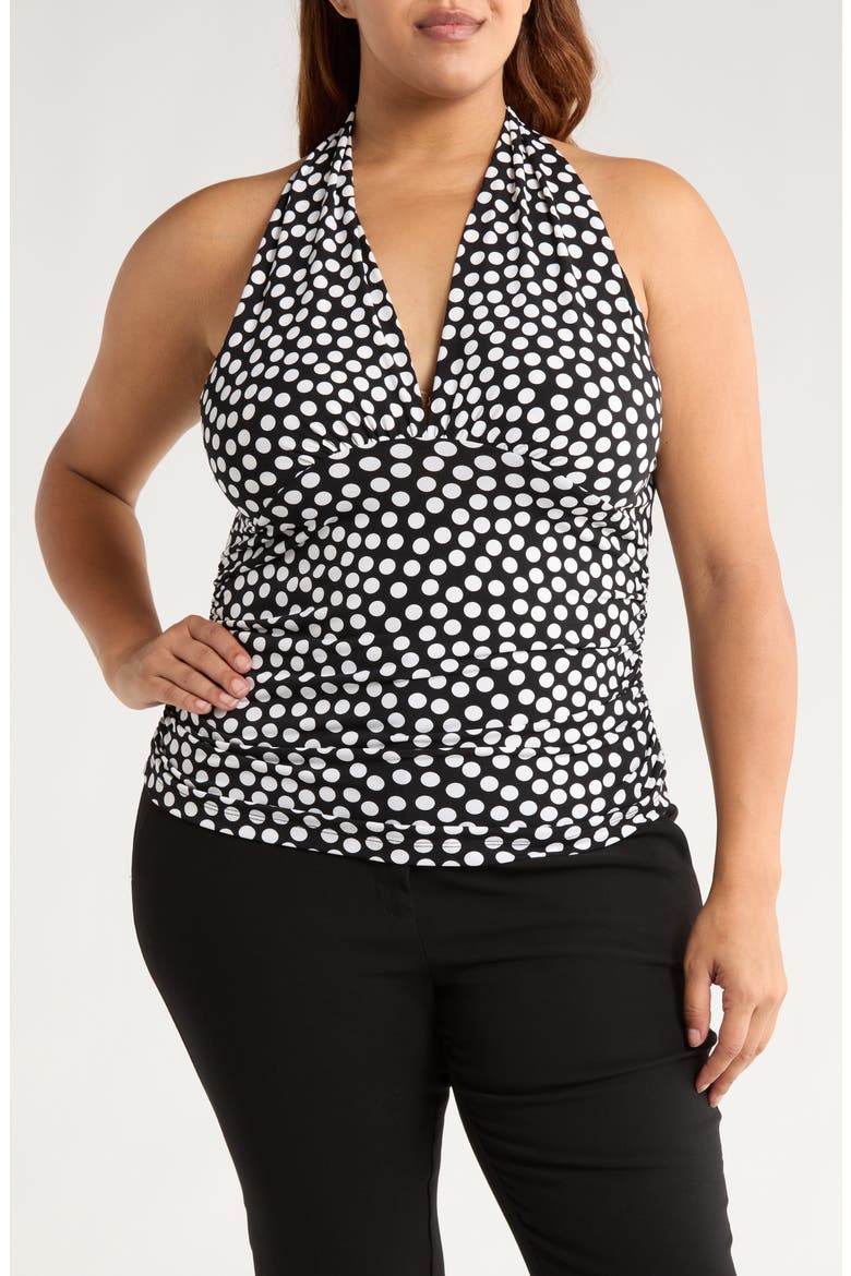 Polka Dot Halter Top, Main, color, BLACK