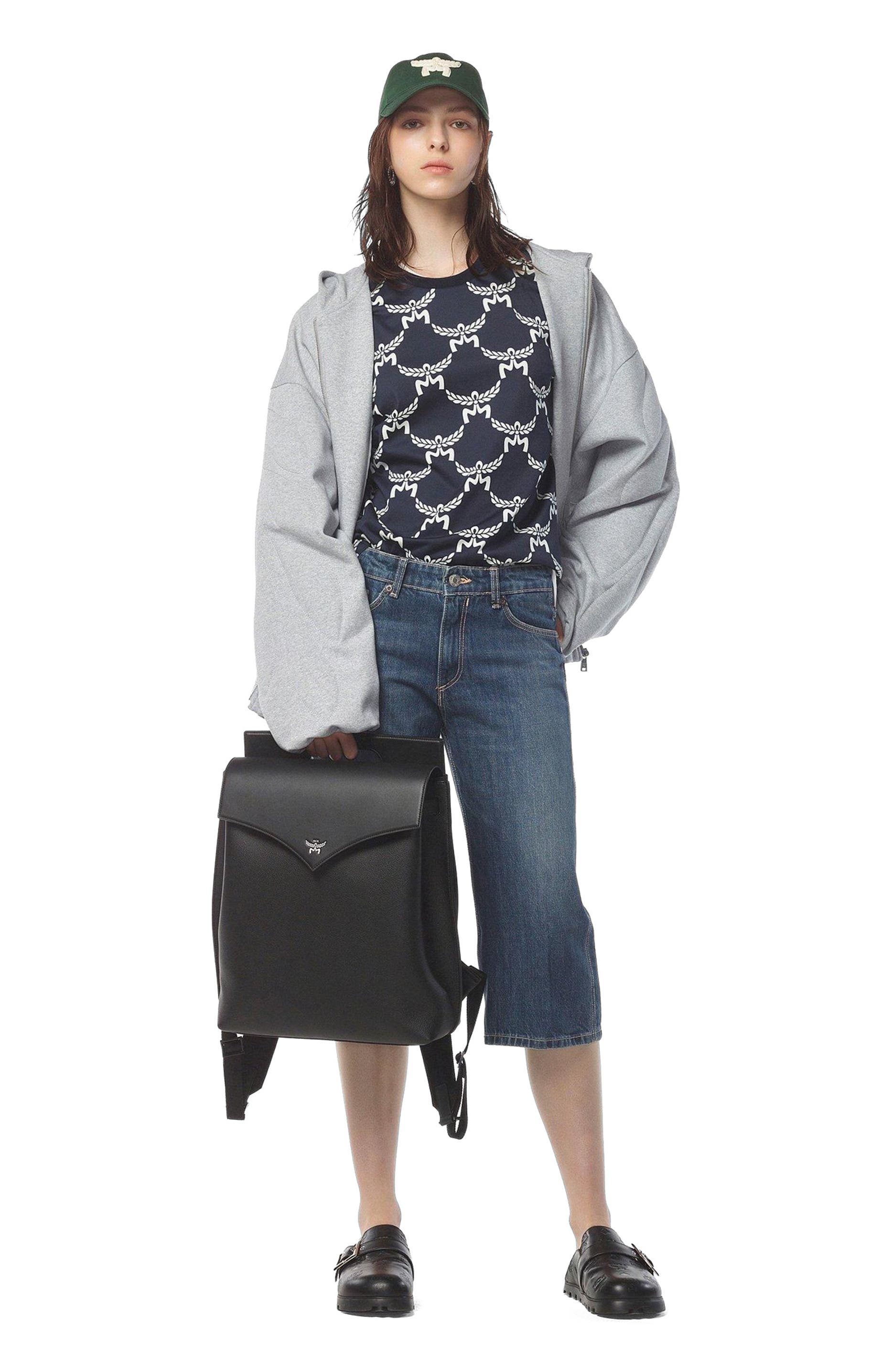 MCM Diamond Backpack in Embossed Leather, Main, color, 