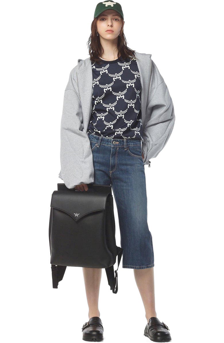 MCM Diamond Backpack in Embossed Leather, Main, color,