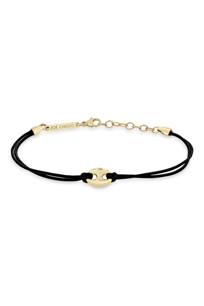 14K Gold Larged Puffed Mariner Link Station Bracelet, Main, color, 14K YELLOW GOLD
