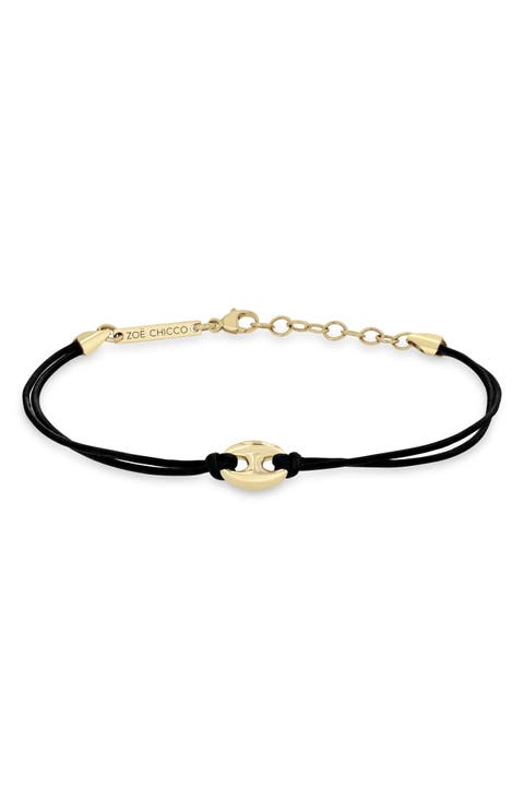 14K Gold Larged Puffed Mariner Link Station Bracelet