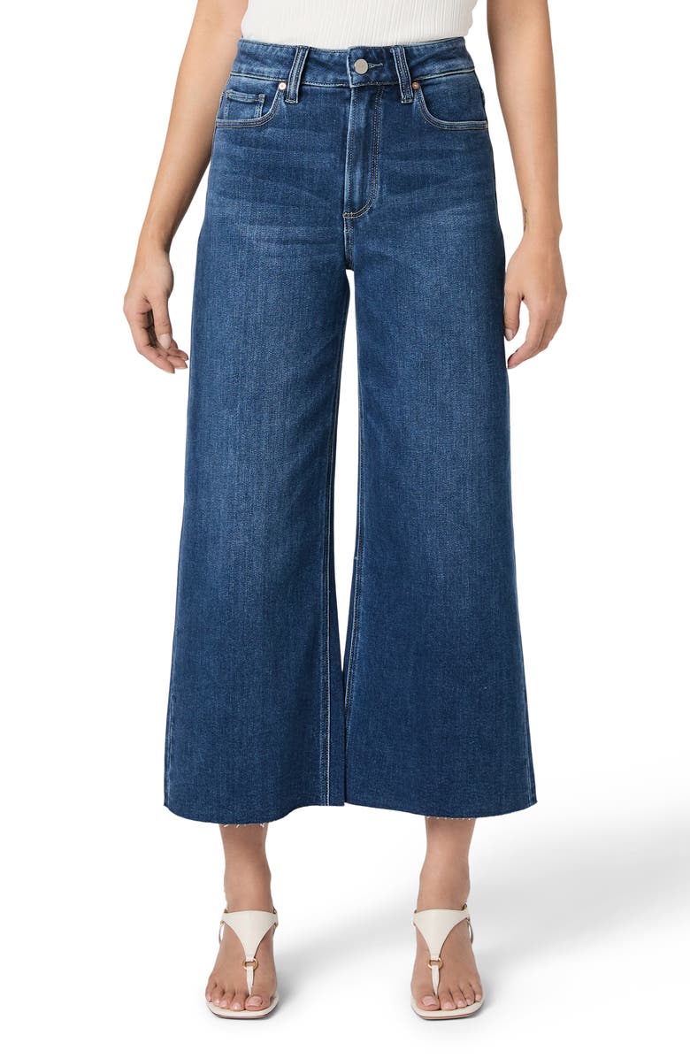 PAIGE Anessa Raw Hem High Waist Wide Leg Jeans, Main, color, Venetian Breeze