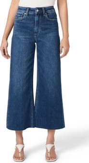 PAIGE Anessa Raw Hem High Waist Wide Leg Jeans